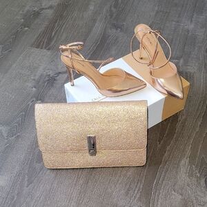 Rose Gold Heels and Clutch Set